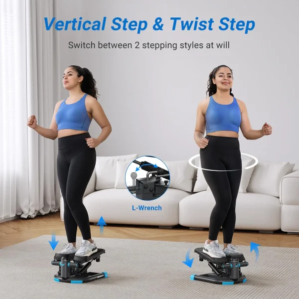 MERACH Stepper Upgrade Dual-Action Stepper 330LBS Capacity Exercise Equipment with Resistance Bands for Home or Gym Body Workout - Image 2