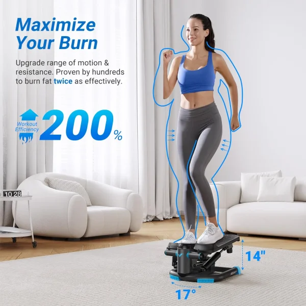 MERACH Stepper Upgrade Dual-Action Stepper 330LBS Capacity Exercise Equipment with Resistance Bands for Home or Gym Body Workout - Image 4
