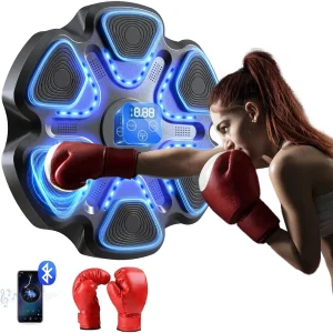 Smart Bluetooth Music Boxing Machine Wall Mounted Punching Equipment with Training Gloves for Adults,Home Gym Fitness Training