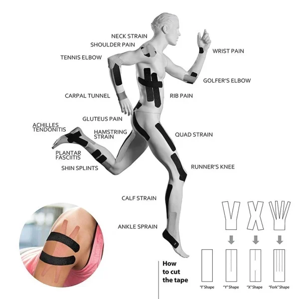 WOSWEIR-5 Size Kinesiology Tape Athletic Recovery Self Adherent Wrap Taping Medical Muscle Pain Relief Knee Pads Protector - Image 4