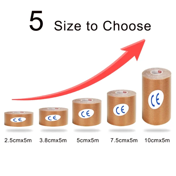 WOSWEIR-5 Size Kinesiology Tape Athletic Recovery Self Adherent Wrap Taping Medical Muscle Pain Relief Knee Pads Protector - Image 5