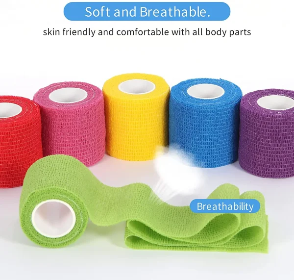 24 Pieces Self Adhesive Bandage Wrap Breathable Vet Wrap Cohesive Bandage First Aid for Pets Athletic Elastic Self Adherent Wrap - Image 2