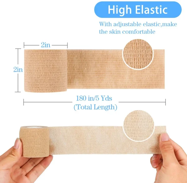 24 Pieces Self Adhesive Bandage Wrap Breathable Vet Wrap Cohesive Bandage First Aid for Pets Athletic Elastic Self Adherent Wrap - Image 3