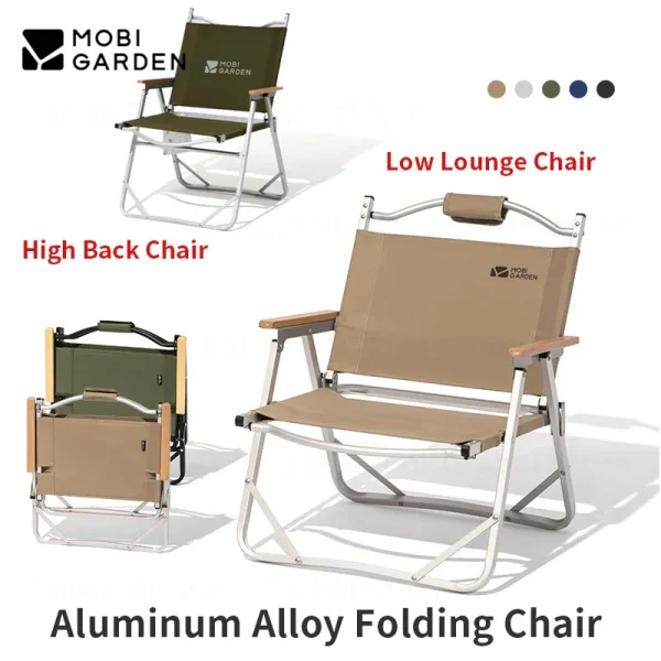 MOBI GARDEN Camping chair 600D Aluminum Alloy Lightweight Picnic Fishing Folding Armchair Portable Outdoor Travel Leisure Chair - Image 2