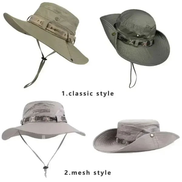 Summer Men Bucket Hat Outdoor UV Protection Wide Brim Panama Safari Hunting Hiking Hat Mesh Fisherman Hat Beach Sunscreen Cap - Image 5