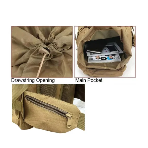 60L Men Military Bag Tactical Backpack Climbing Mountaineering Sport Outdoor Molle Bag for Men Luggage Camping Travel Rucksack - Image 5