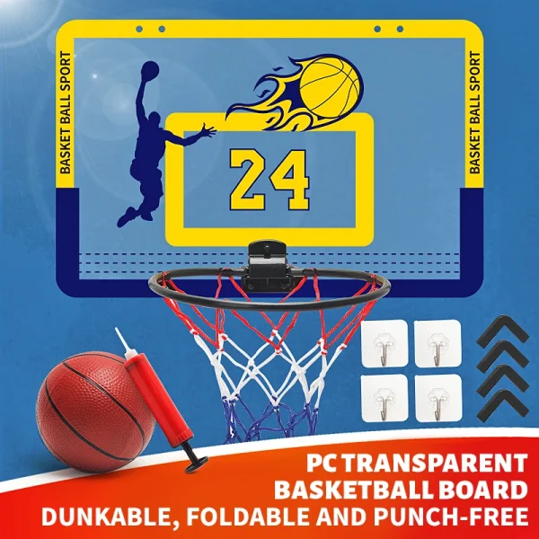 Children's wall mounted silent non porous foldable basketball stand indoor and outdoor activity basketball stand with basketball - Image 3
