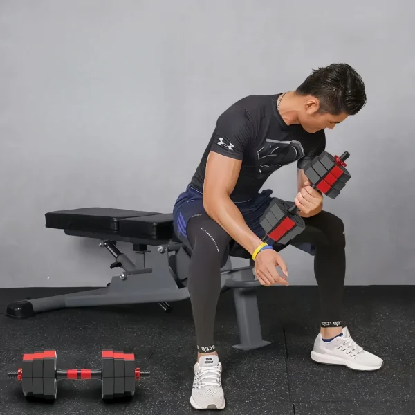 High Quality Set Adjustable Dumbbell Weight Select Fitness Workout Gym From 10/15/20KG Fitness Equipment Set Dumbbells - Image 3