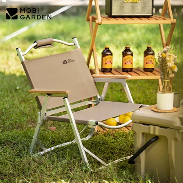 MOBI GARDEN Camping chair 600D Aluminum Alloy Lightweight Picnic Fishing Folding Armchair Portable Outdoor Travel Leisure Chair - Image 5