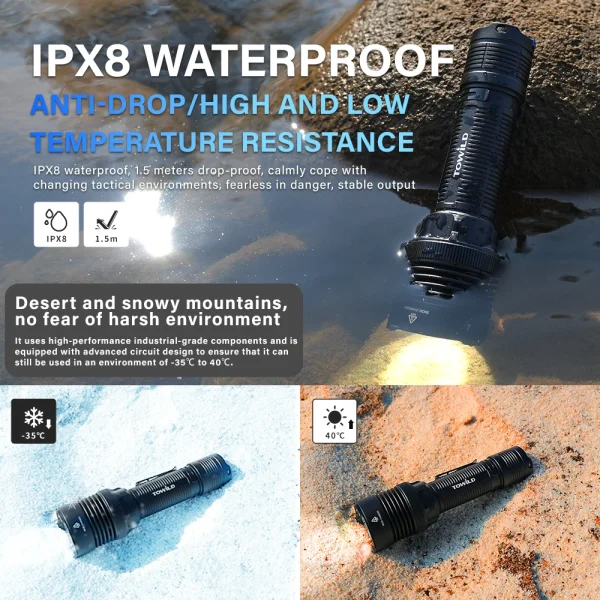 TOWILD BK20 Tactical Flashlight Rechargeable 5100lm Ultra Powerful Led Torch IPX8 Long Range 450m For Camping Outdoor Lighting - Image 5