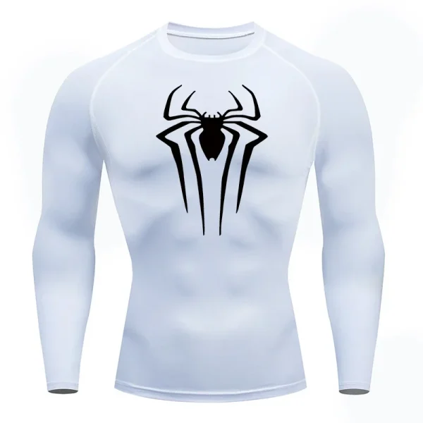 Spider Print Long Sleeve Compression Shirts for Men Gym Workout Rash Guard Undershirts Baselayers Athletic Quick Dry Tees Tops - Image 2