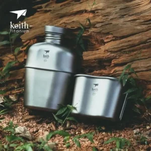 Keith Pure Titanium Outdoor Camping Hiking Canteen Mess Kit Water Bottle Set New Ultralight Carrying Pouch Ti3060 ﻿