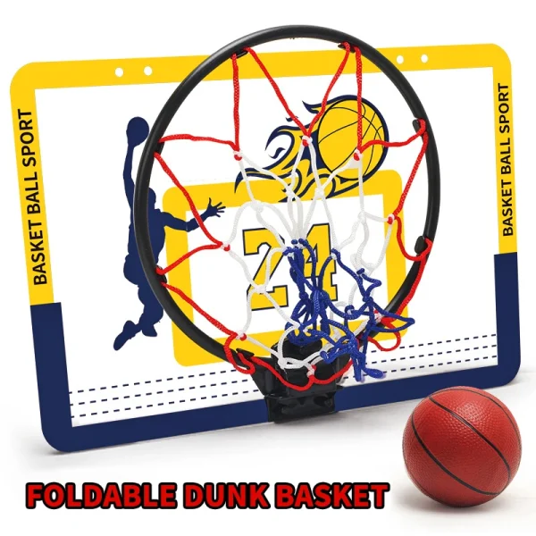 Children's wall mounted silent non porous foldable basketball stand indoor and outdoor activity basketball stand with basketball - Image 4