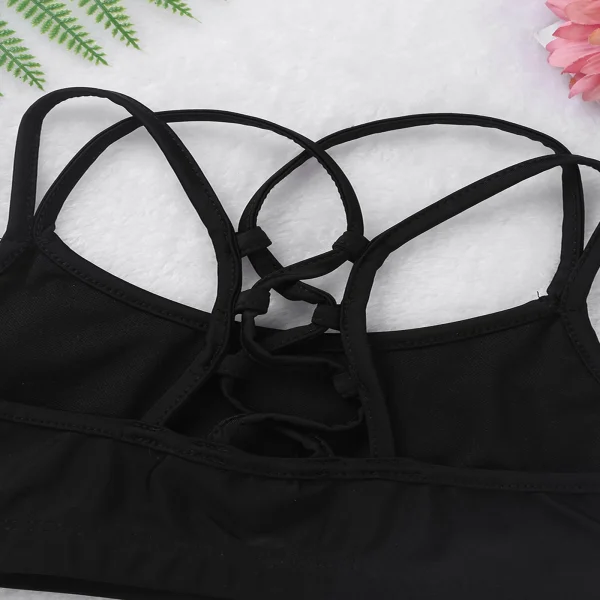Kids Girls 2 Piece Activewear Set Strappy Sport Bra And Booty Short for Ballet Dancing Tumbling Athletic Gymnastics Workout - Image 4