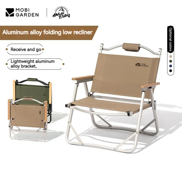 MOBI GARDEN Camping chair 600D Aluminum Alloy Lightweight Picnic Fishing Folding Armchair Portable Outdoor Travel Leisure Chair - Image 3