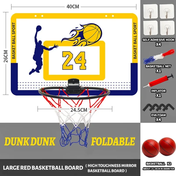 Children's wall mounted silent non porous foldable basketball stand indoor and outdoor activity basketball stand with basketball - Image 5