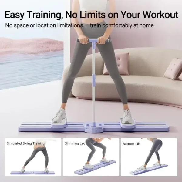 Foldable 3-in-1 Ski Trainer:Leg, Pelvic Hip Strengthener for Postpartum Women, Home Gym Fitness Board Push Up Bar Exercise - Image 4
