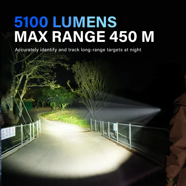 TOWILD BK20 Tactical Flashlight Rechargeable 5100lm Ultra Powerful Led Torch IPX8 Long Range 450m For Camping Outdoor Lighting - Image 2