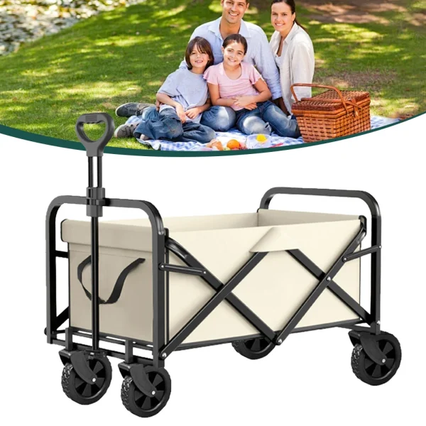 Portable Folding Wagon Large Capacity Heavy Duty Foldable Wagon Utility Grocery Wagon for Outdoor Camping Garden Sports Beach - Image 2