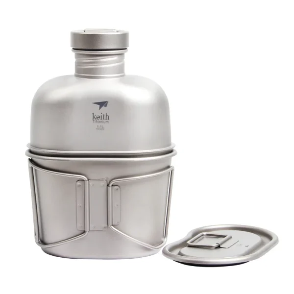 Keith Pure Titanium Outdoor Camping Hiking Canteen Mess Kit Water Bottle Set New Ultralight Carrying Pouch Ti3060 ﻿ - Image 4