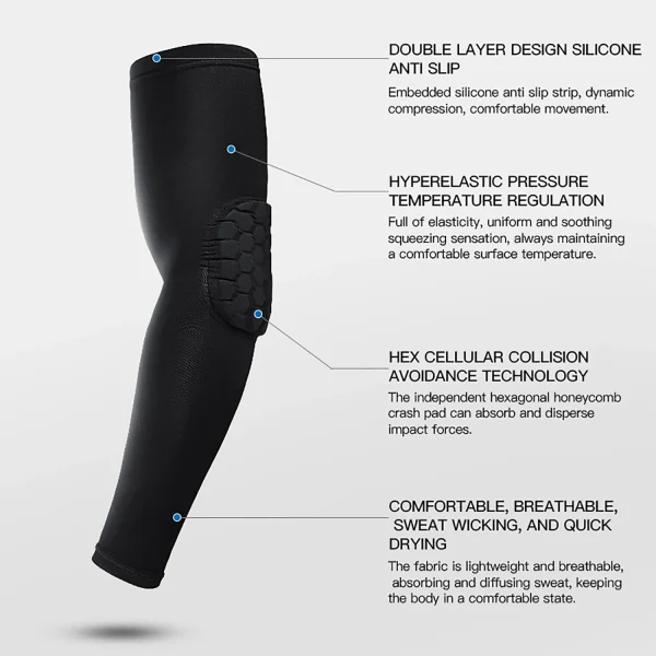 1pc Sports Elbow Protection Honeycomb Anti-collision Pressure Protection Arm Sleeve Basketball Cycling Fitness Protective Gear - Image 5