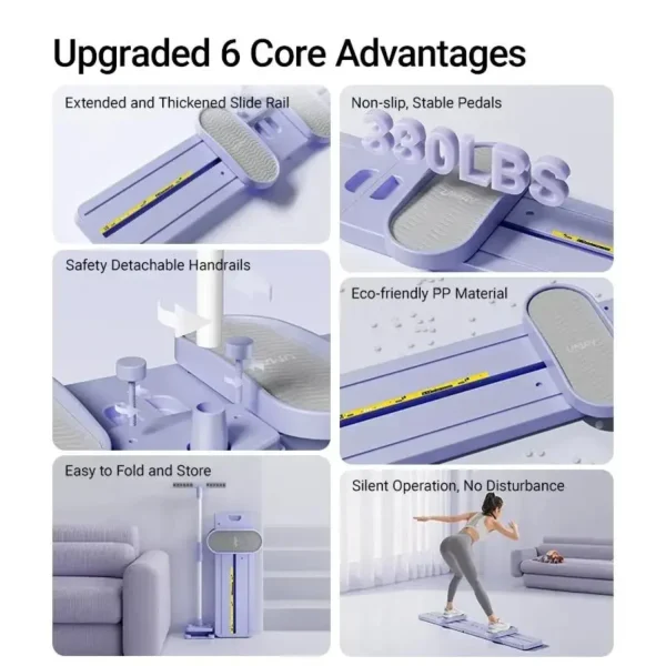 Foldable 3-in-1 Ski Trainer:Leg, Pelvic Hip Strengthener for Postpartum Women, Home Gym Fitness Board Push Up Bar Exercise - Image 5