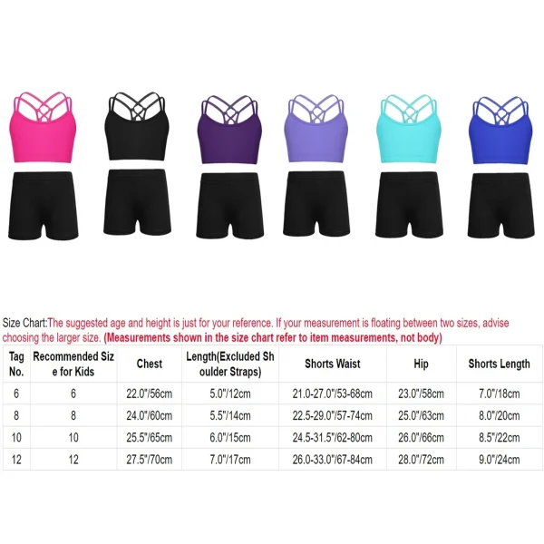 Kids Girls 2 Piece Activewear Set Strappy Sport Bra And Booty Short for Ballet Dancing Tumbling Athletic Gymnastics Workout - Image 6