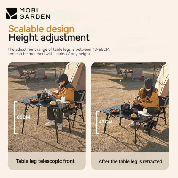 MOBI GARDEN X-Type Table Camping Aluminum Alloy Lift Table Egg Roll Table Outdoor Folding Lightweight Portable Picnic Furniture - Image 2