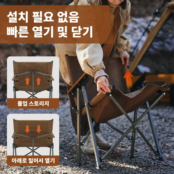Naturehike 2024 New Camping Chair Quick Open Portable 120Kg High Load Outdoor Seat Folding Travel Fishing Garden Kermit Chairs - Image 3