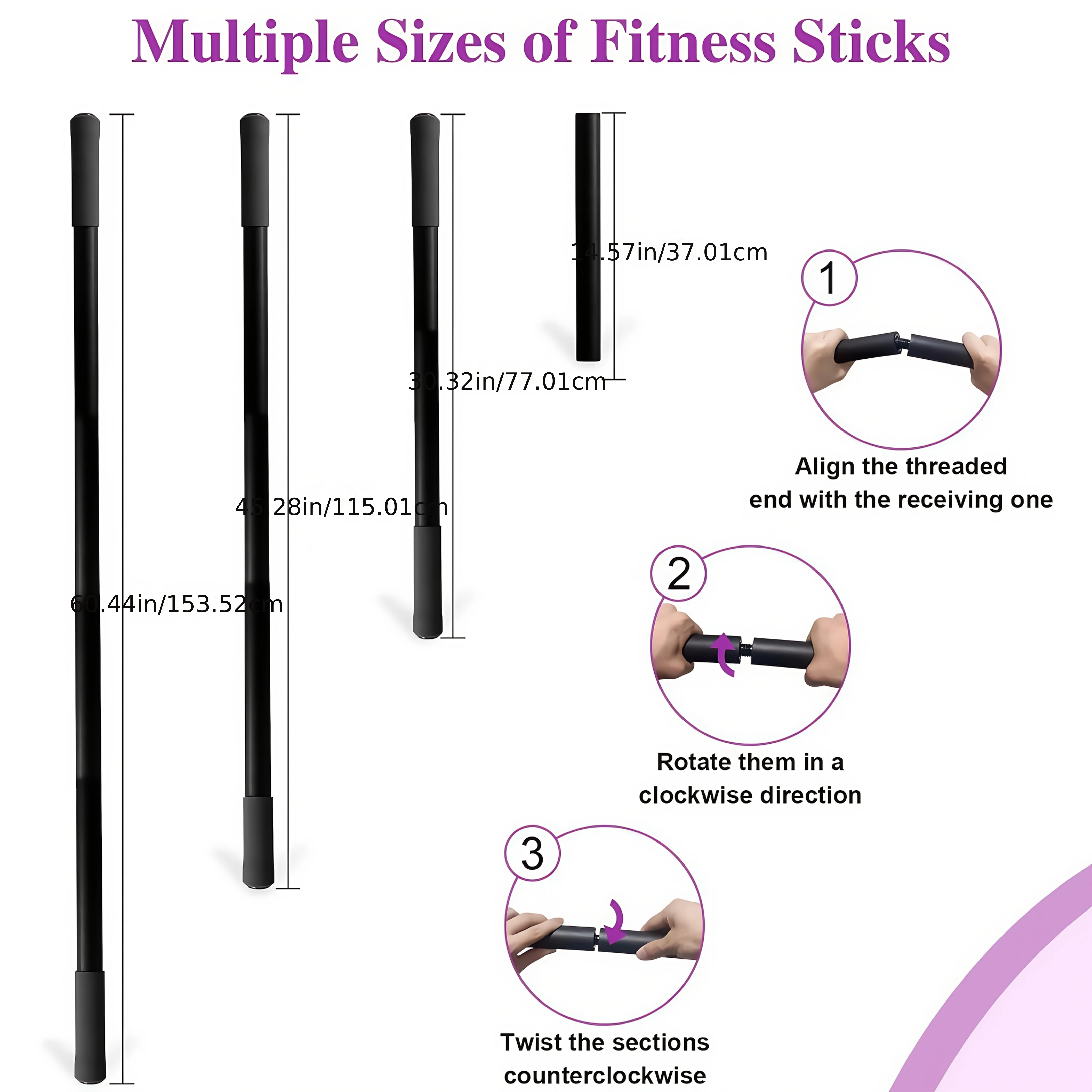 Yoga Stick Adjustable Stretching Stick for Mobility Flexibility and Balance Versatile Exercise Stick for Fitness Rehabilitation - Image 3