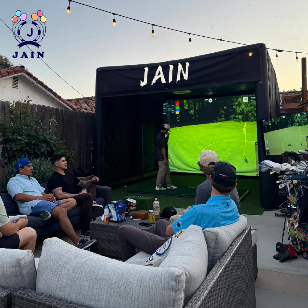 US Stock 13ft Inflatable Golf Simulator Tent For Practice Swing With Screen PVC Inflatable Driving Range For Outdoor Training - Image 2