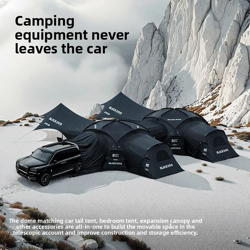 BLACK DOG Outdoor Camping Waterproof Camping Portable Family Tent Expansion Hiking Large Tent Black Glue Luxury Tent - Image 2