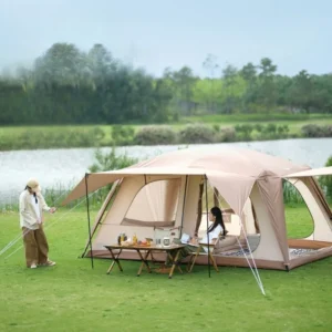 Portable Folding Outdoor Tent Two-bedroom Beach Waterproof Sunshade Luxury Double-layer Tent Family Camping Nature Hike Tents