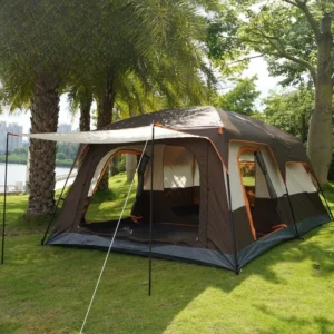 Outdoor Camping Family Tent 3-12 Person Double Layers Oversize 2 Rooms Thickened Rainproof Outdoor Family Camp Tour Equipment