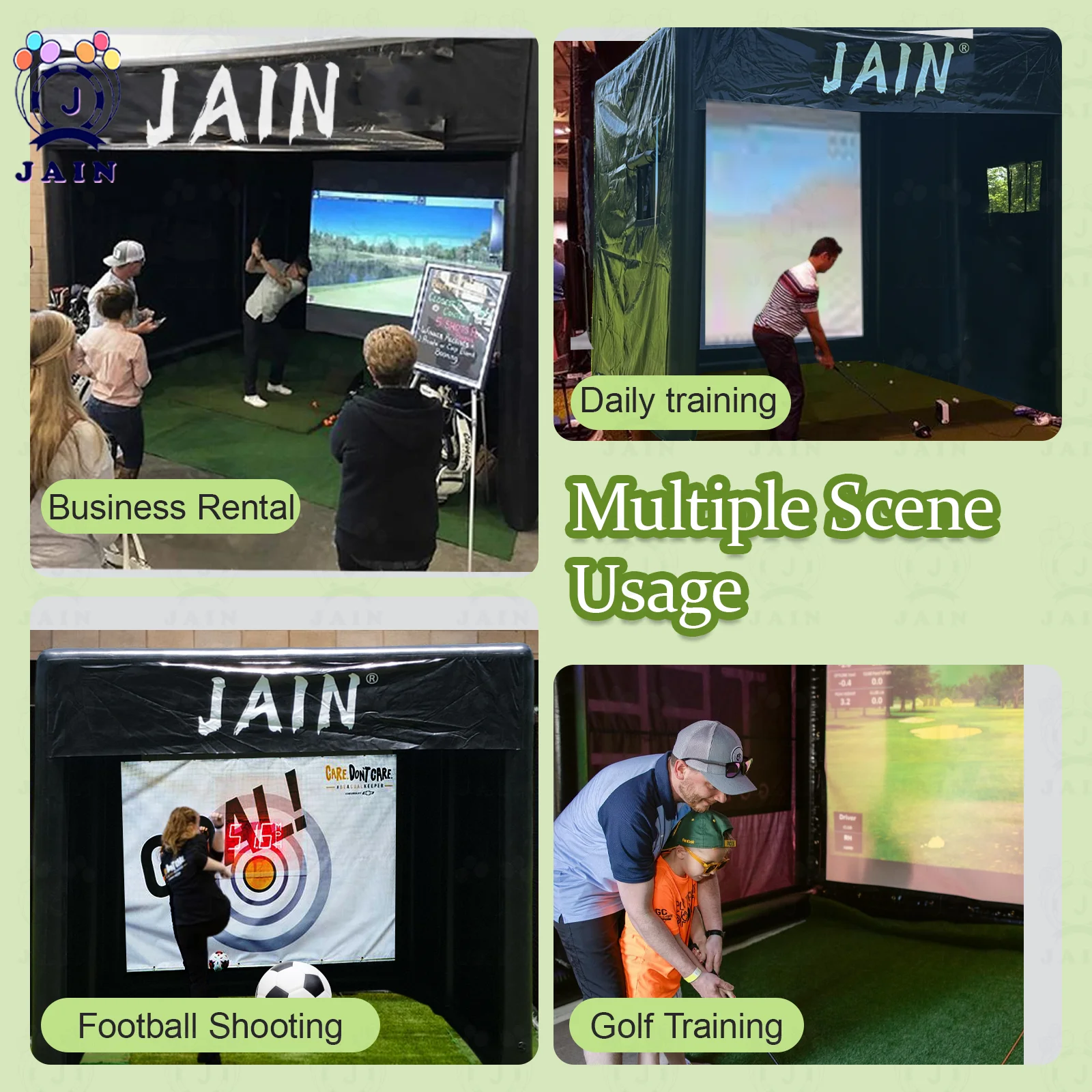 US Stock 13ft Inflatable Golf Simulator Tent For Practice Swing With Screen PVC Inflatable Driving Range For Outdoor Training - Image 3