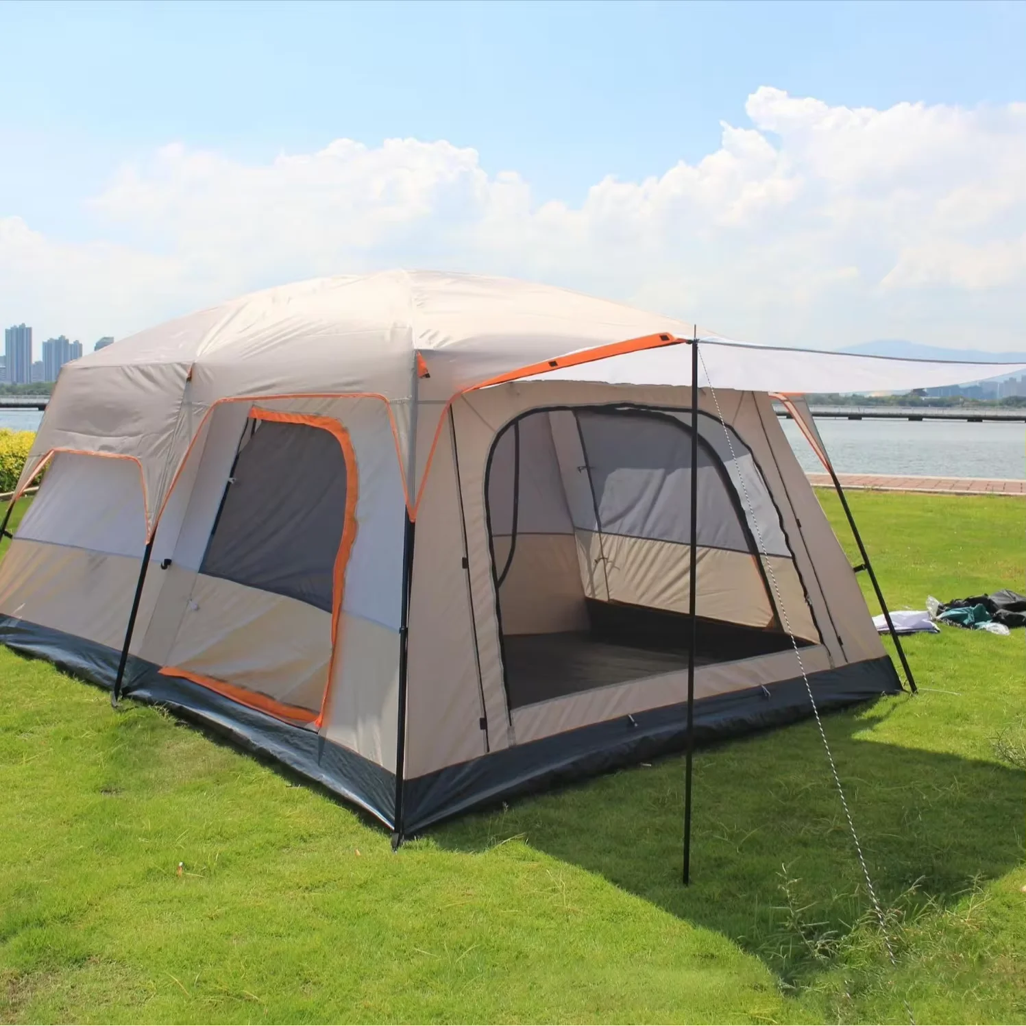 Outdoor Tent for All Seasons, Large Rainproof, Oxford Cloth, 2-Ply, Camping, Travel, 5-12P, Suitable for All Seasons