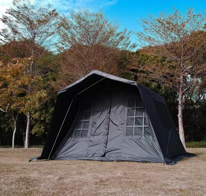 Black Large Villa Tent Outdoor Multi-person Camping Tent Luxury Cabin Tent