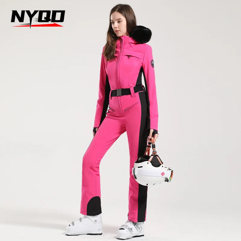 2224One-piece Ski Suit Women's Professional Double Board Thickened Warm Windproof Waterproof Slim Ski Suit Outdoor Ski Equipment - Image 2
