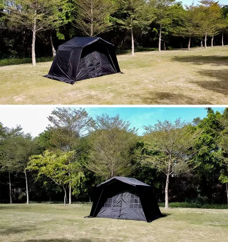 Black Large Villa Tent Outdoor Multi-person Camping Tent Luxury Cabin Tent - Image 2