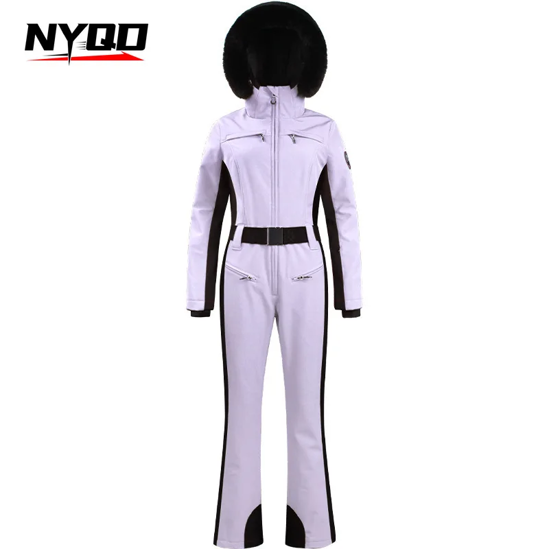 2224One-piece Ski Suit Women's Professional Double Board Thickened Warm Windproof Waterproof Slim Ski Suit Outdoor Ski Equipment - Image 6