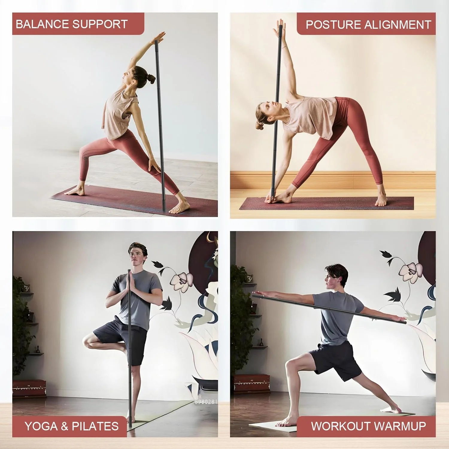 Yoga Stick Adjustable Stretching Stick for Mobility Flexibility and Balance Versatile Exercise Stick for Fitness Rehabilitation - Image 4