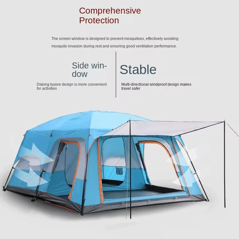 Outdoor Tent for All Seasons, Large Rainproof, Oxford Cloth, 2-Ply, Camping, Travel, 5-12P, Suitable for All Seasons - Image 5