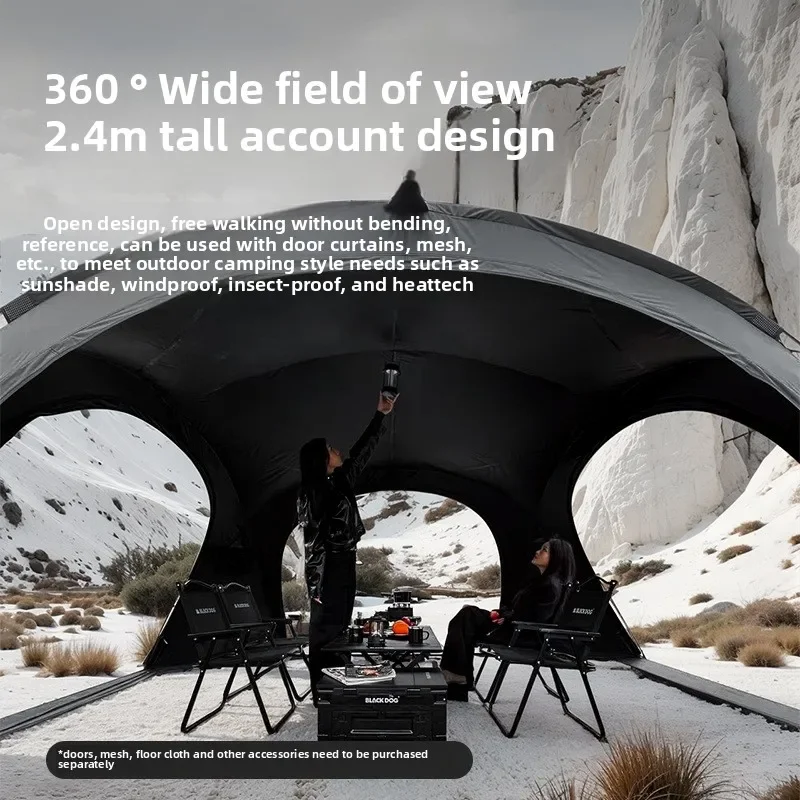 BLACK DOG Outdoor Camping Waterproof Camping Portable Family Tent Expansion Hiking Large Tent Black Glue Luxury Tent - Image 4