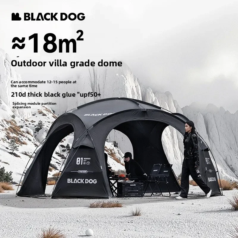 BLACK DOG Outdoor Camping Waterproof Camping Portable Family Tent Expansion Hiking Large Tent Black Glue Luxury Tent