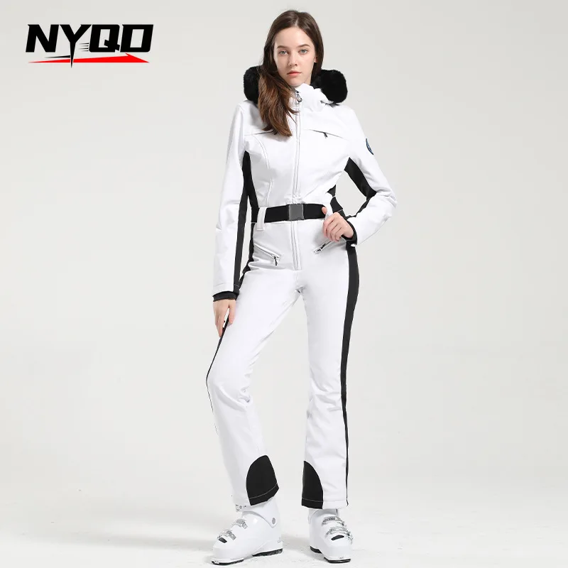 2224One-piece Ski Suit Women's Professional Double Board Thickened Warm Windproof Waterproof Slim Ski Suit Outdoor Ski Equipment - Image 4