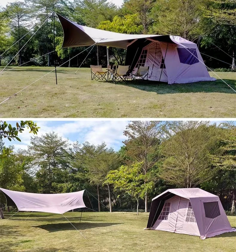 Black Large Villa Tent Outdoor Multi-person Camping Tent Luxury Cabin Tent - Image 4