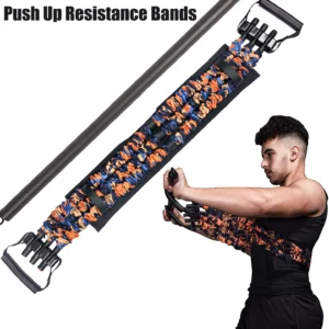 Adjustable Bench Press Band with Bar Chest Builder Workout Equipment Upgraded Push Up Resistance Bands Home Gym Travel Training