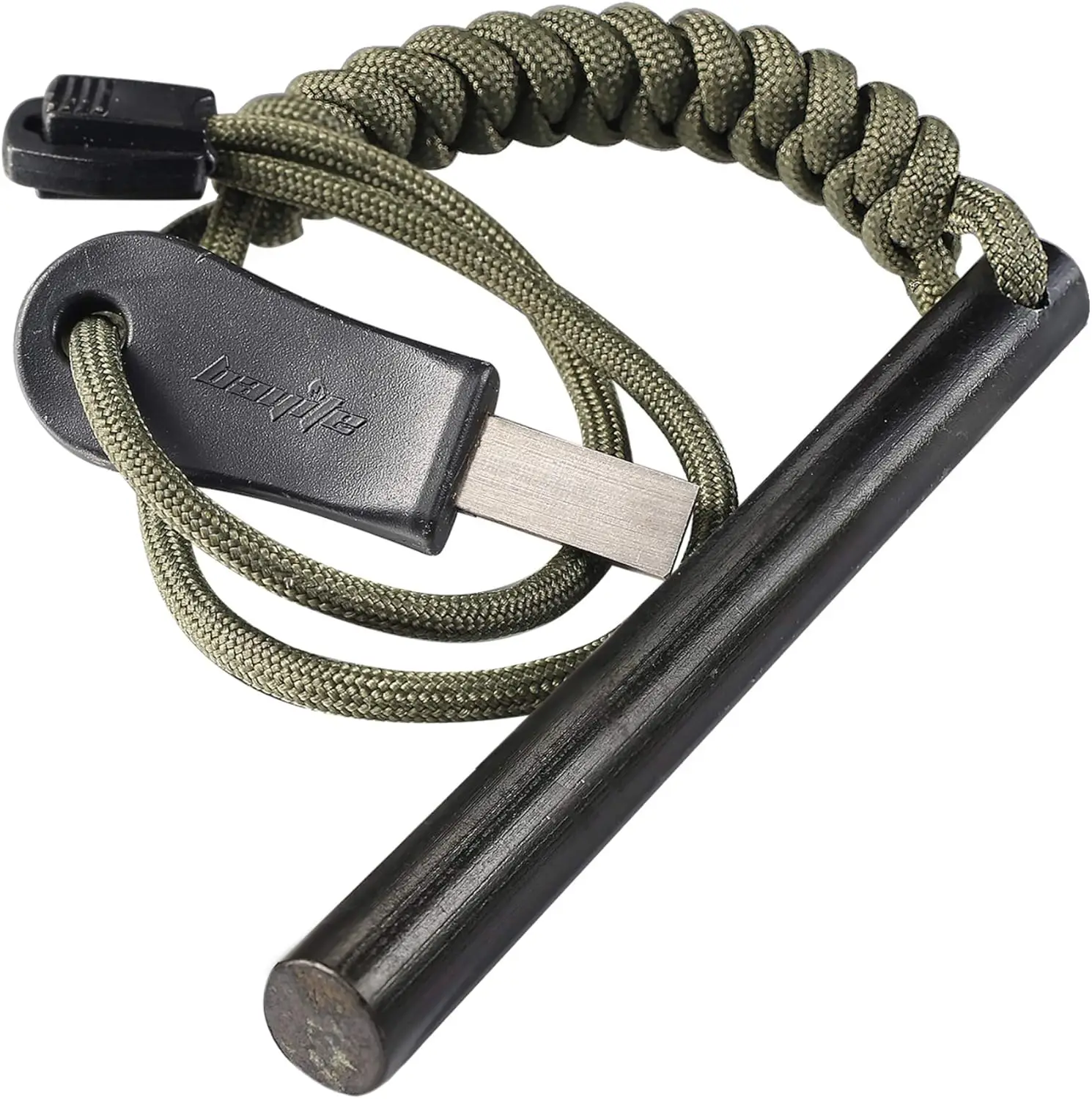 4 Inch Ferro Rod Fire Starter Kit with Paracord Handle and Striker, Survival Flint for Camping Hiking